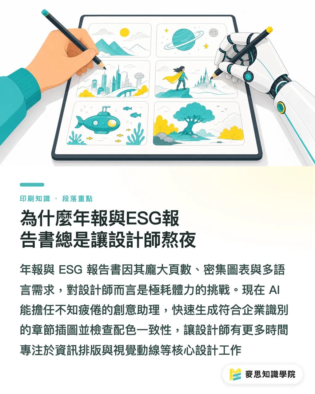為什麼年報與ESG報告書總是讓設計師熬夜｜AI加速年報與ESG報告書製作：設計師印刷版實戰指南 段落重點