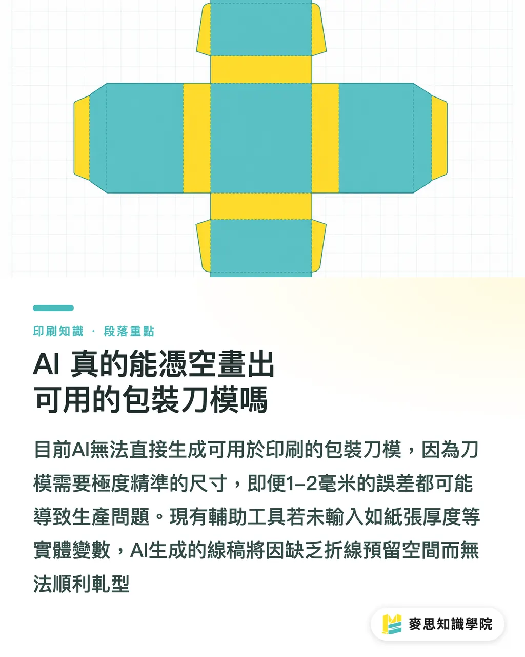 AI 真的能憑空畫出可用的包裝刀模嗎｜AI能幫你畫紙盒刀模嗎？資深印刷顧問揭開包裝結構的真實邊界 段落重點