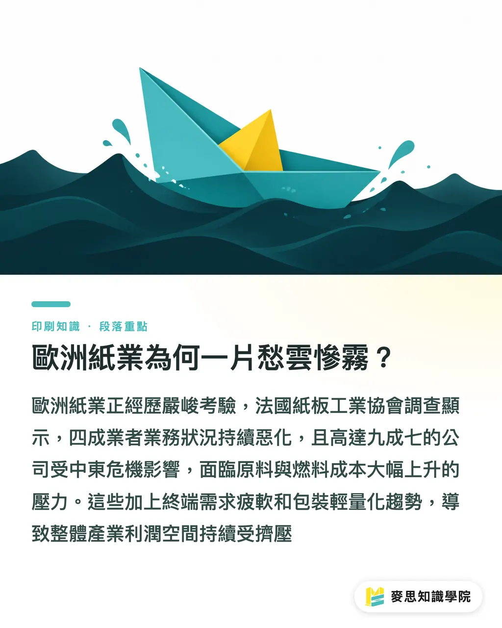歐洲紙業為何一片愁雲慘霧?|紙板業信心溜滑梯,台灣印廠如何讀懂歐洲訊號、提前鎖定原料成本 段落重點