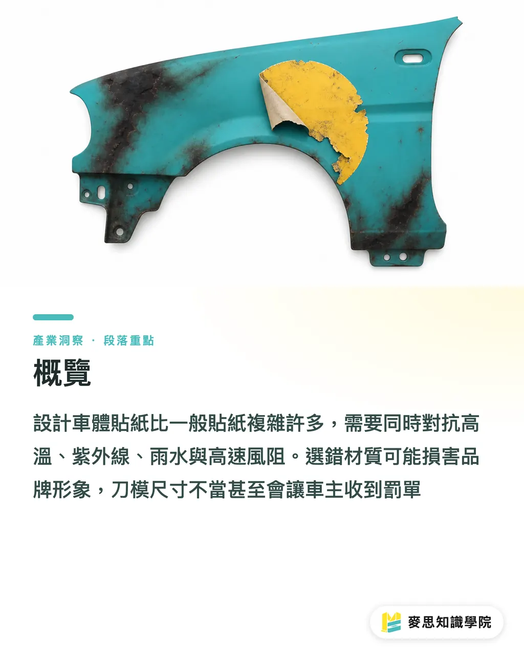 概覽|車牌貼紙設計與印刷實戰:搞定耐候材質與品牌展現 段落重點