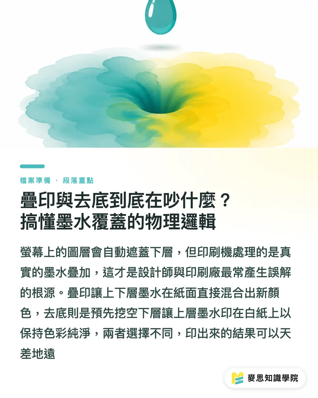 疊印與去底到底在吵什麼？搞懂墨水覆蓋的物理邏輯｜疊印設定害你黑字消失？印前完稿避坑完整解析 段落重點