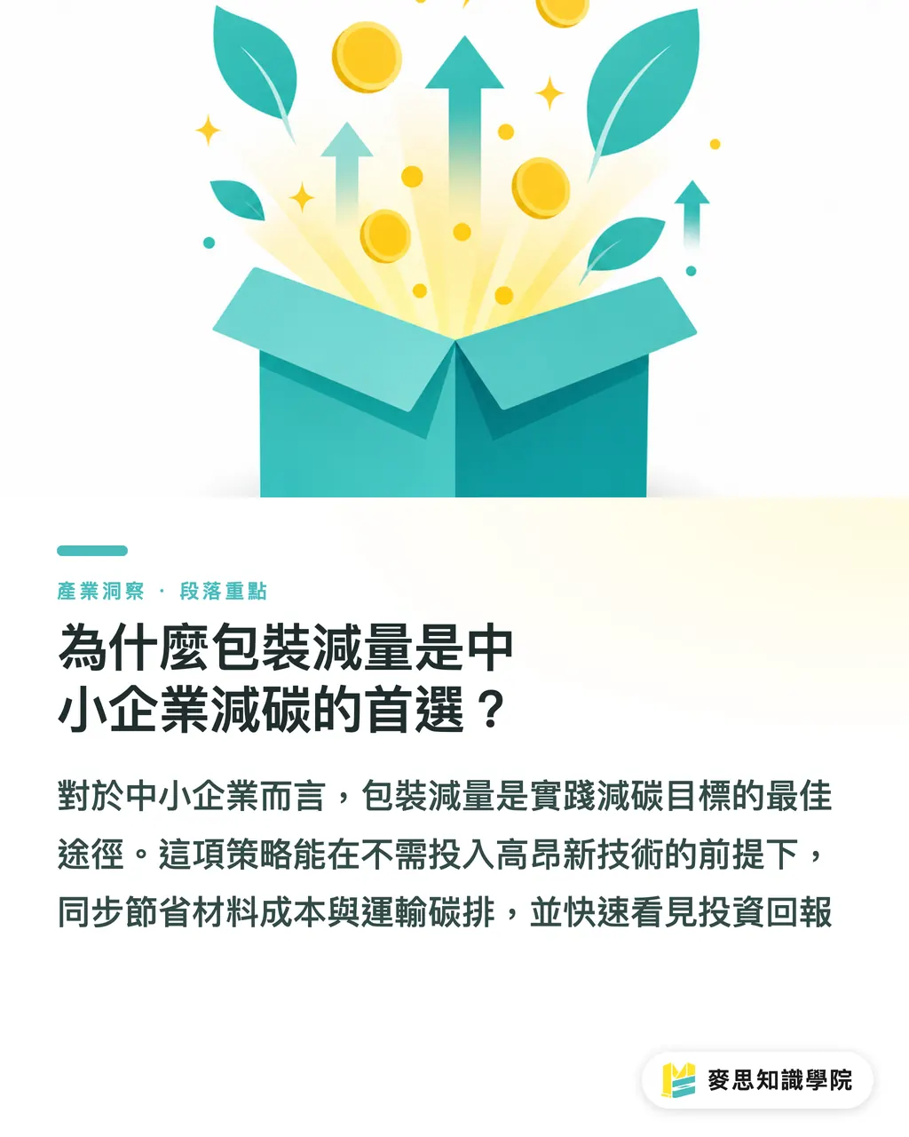 為什麼包裝減量是中小企業減碳的首選？｜包裝減量怎麼做才不翻車？資深顧問的降本減碳實戰指南 段落重點